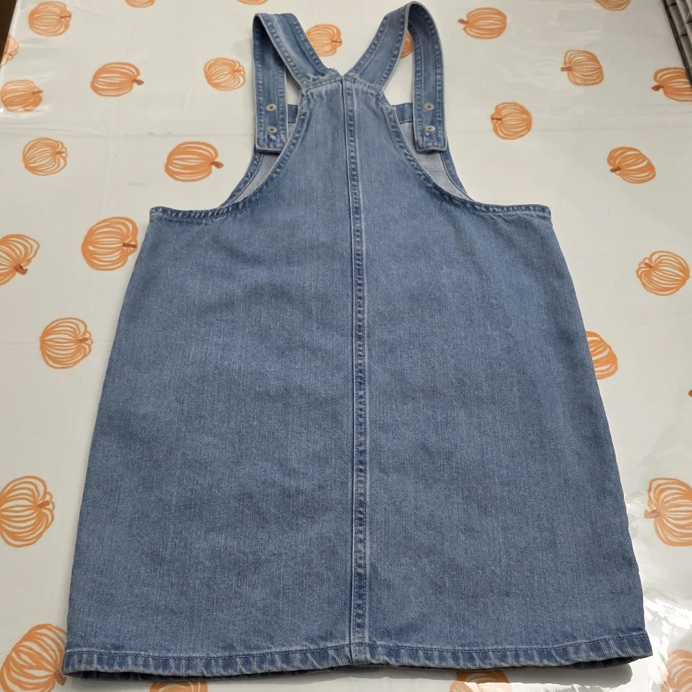 Girls Light Blue Cotton Denim Buttoned Overall Dress Size 12 NEW